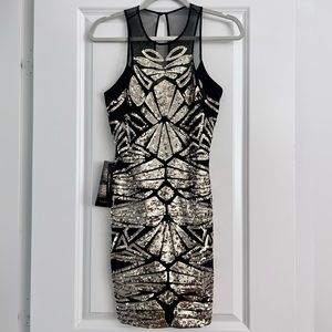 Bebe Black / Gold Sequin Dress